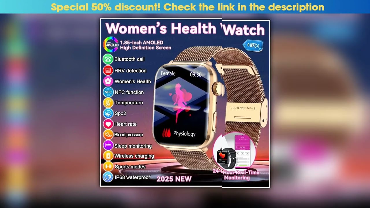 2025 New Women Men AI Smart Diagnosis Watch HRVPPG Blood Pressure Heart Rate Health Monitor IP68