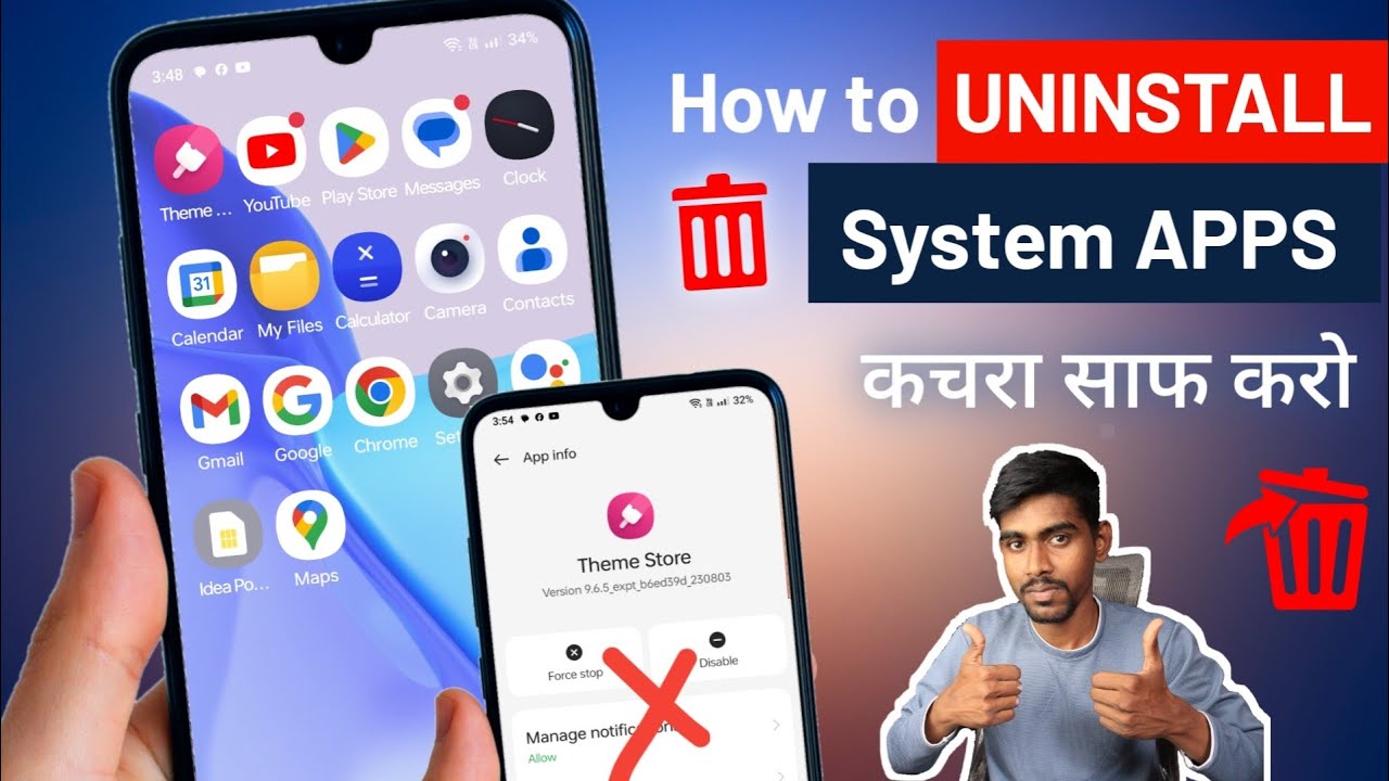 How to Remove (UNINSTALL) system apps on android without root and pc ...