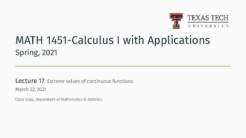 Zoom Lecture 17 | TTU MATH 1451-Calculus I with Applications, Spring 2021
