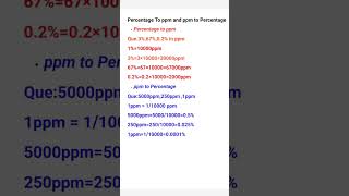 Percentage to ppm Conversion | ppm to percentage Conversion