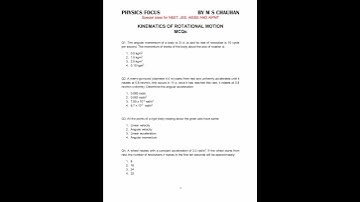PART-1 SYSTEM OF PARTICLES & ROTATIONAL MOTION MCQ; CENTRE OF MASS; CONSERVATION OF ANGULAR MOMENTUM