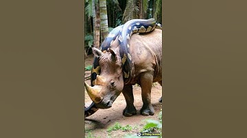 We found the rhino being harassed by the python