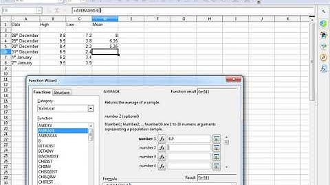 How to find the average of two or more numbers in Openoffice Calc
