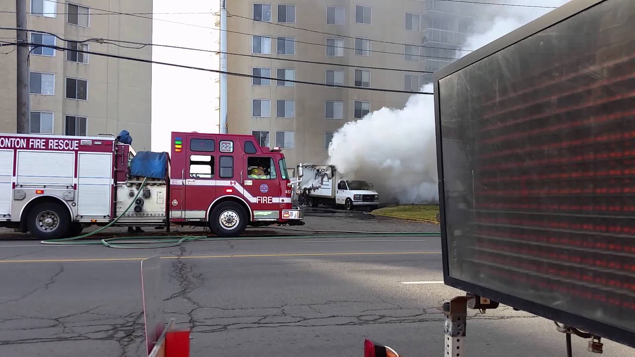Truck on fire Downtown Edmonton. 10/16/14