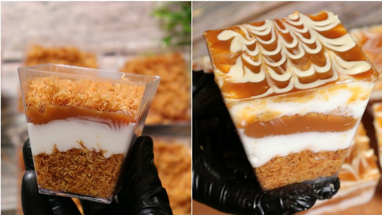 كاسات الكنافه بالكراميل سهله وسريعه وبدون فرن‼️