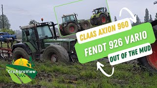 Halo boss I have problem - Claas Axion 960 pulls a Fendt 926 Vario out of the mud #funny #farming