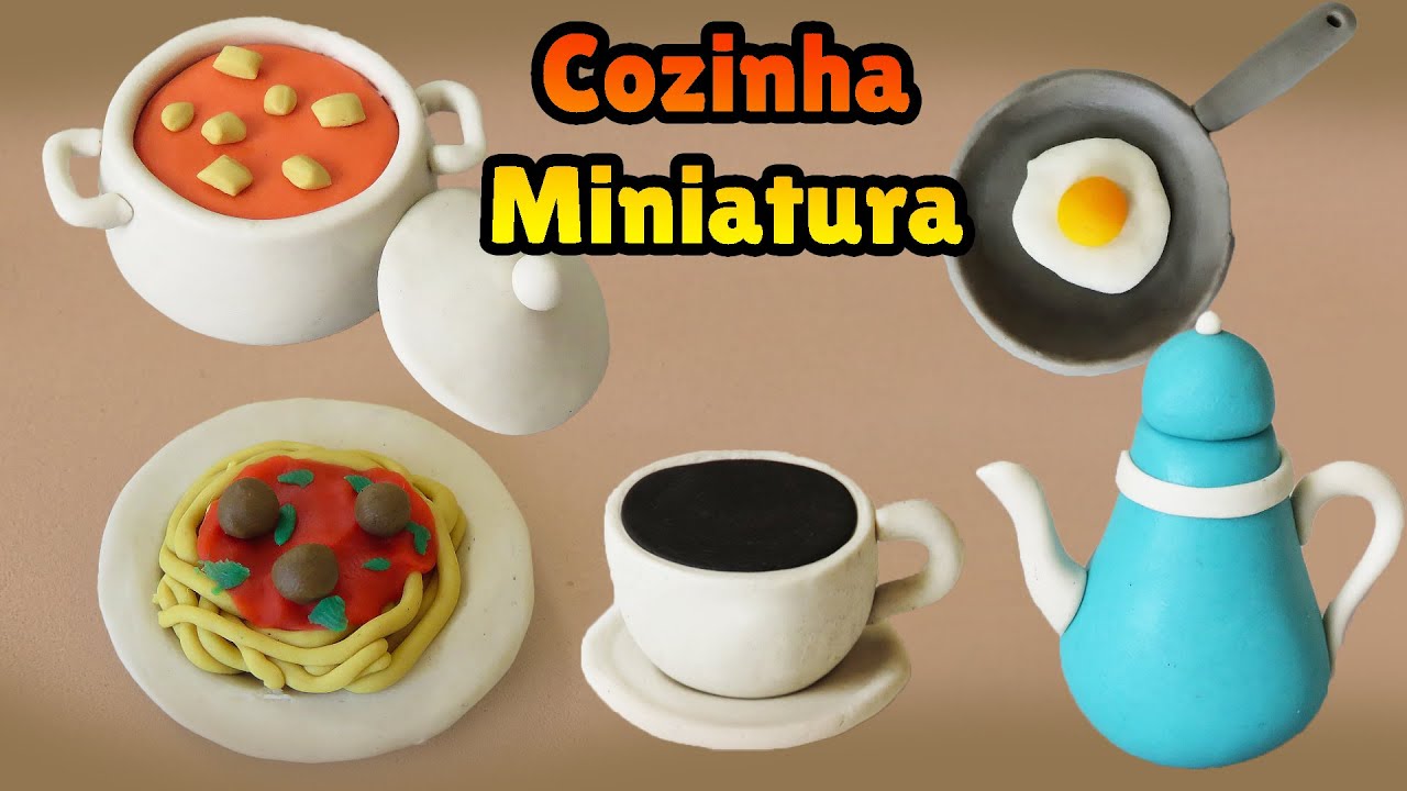 🔴FAÇA ITENS DE COZINHA MINIATURA Compilado  Tutorial Biscuit, clay, plastilina pasta americana - DIY