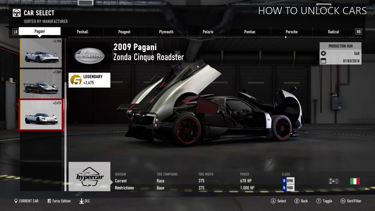 Forza 7 how to get Forza Edition cars, specialty cars, cars for free