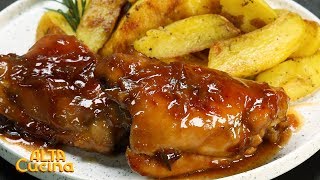 Pollo glassato alla birra con cipolle [ricetta semplice by Al.ta Cucina]