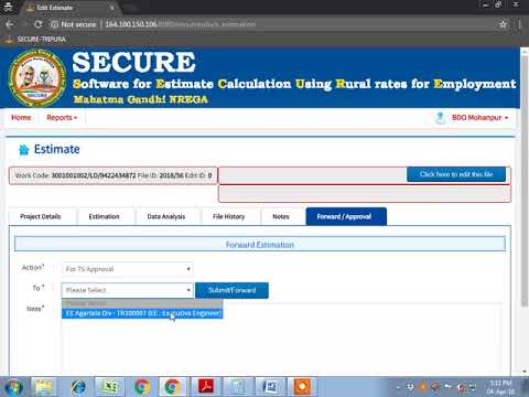 Forward MGNREGA estimate from BDO's login to EE for TS in SECURE