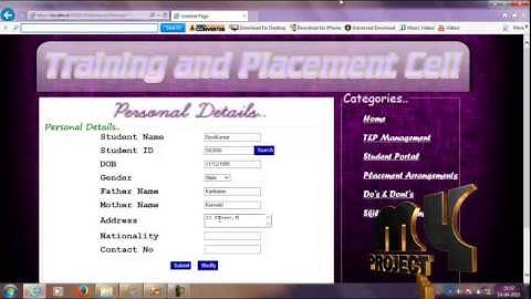 Final Year Projects 2015 | Training And Placement Portal