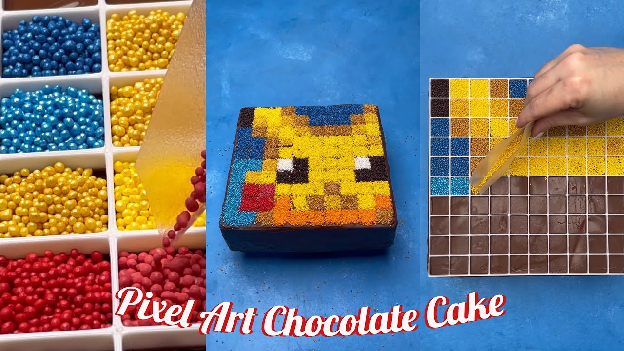 Pixel Art Chocolate Cake - FoodieBeats Chocolate Sprinkles Pixel Cake - Pikachu Pokémon Cake