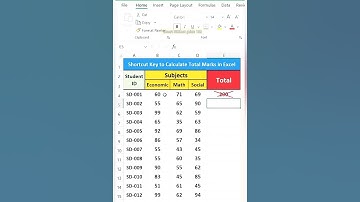 Use Shortcut Key of Sum Function to Convert Total Marks in Excel #excel #shorts #excelbasics