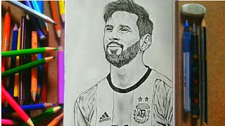 رسم سهل جدا | رسم ميسي بالقلم الرصاص | رسم لينيول ميسي سهل | how to draw messi