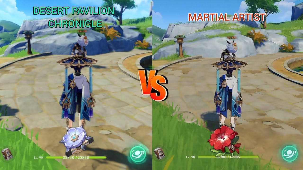 Wanderer (Scaramouch) Artifact Comparison, Martial Artist vs Desert Pavilion Chronicle....