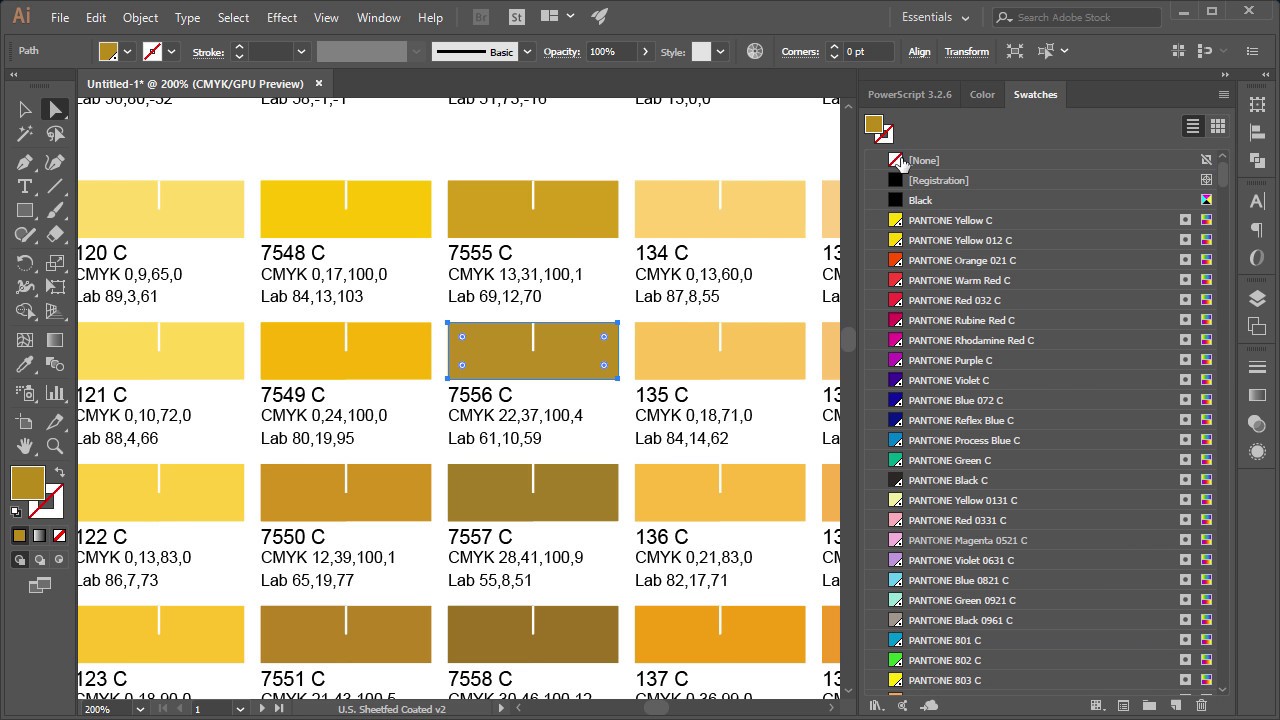 Adobe Illustrator Pantone Color Chart