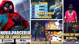 PARCERIA FREE FIRE X HOMEM ARANHA NA NOVA ATUALIZAÇÃO!? PASSE HIP HOP DE VOLTA, NOVOS EVENTOS E MAIS
