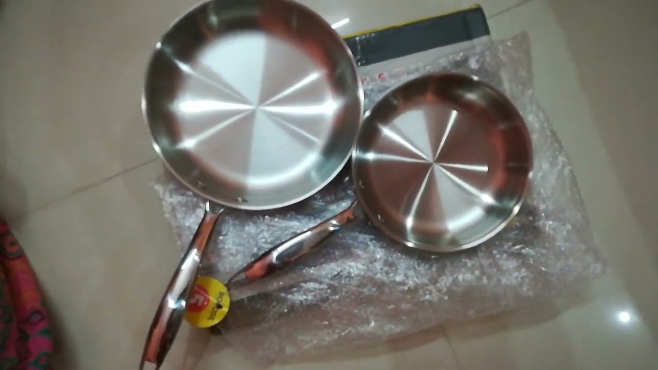 Borosil Five ply Fry pan stainless steel 24 cm - 1.8L and 20 cm - 1.2L