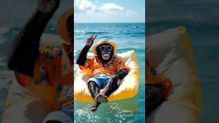 rasta monkey chill on beach