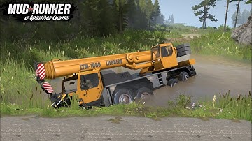 Spintires MudRunner LIEBHERR Mobile Crane Driving Offroad