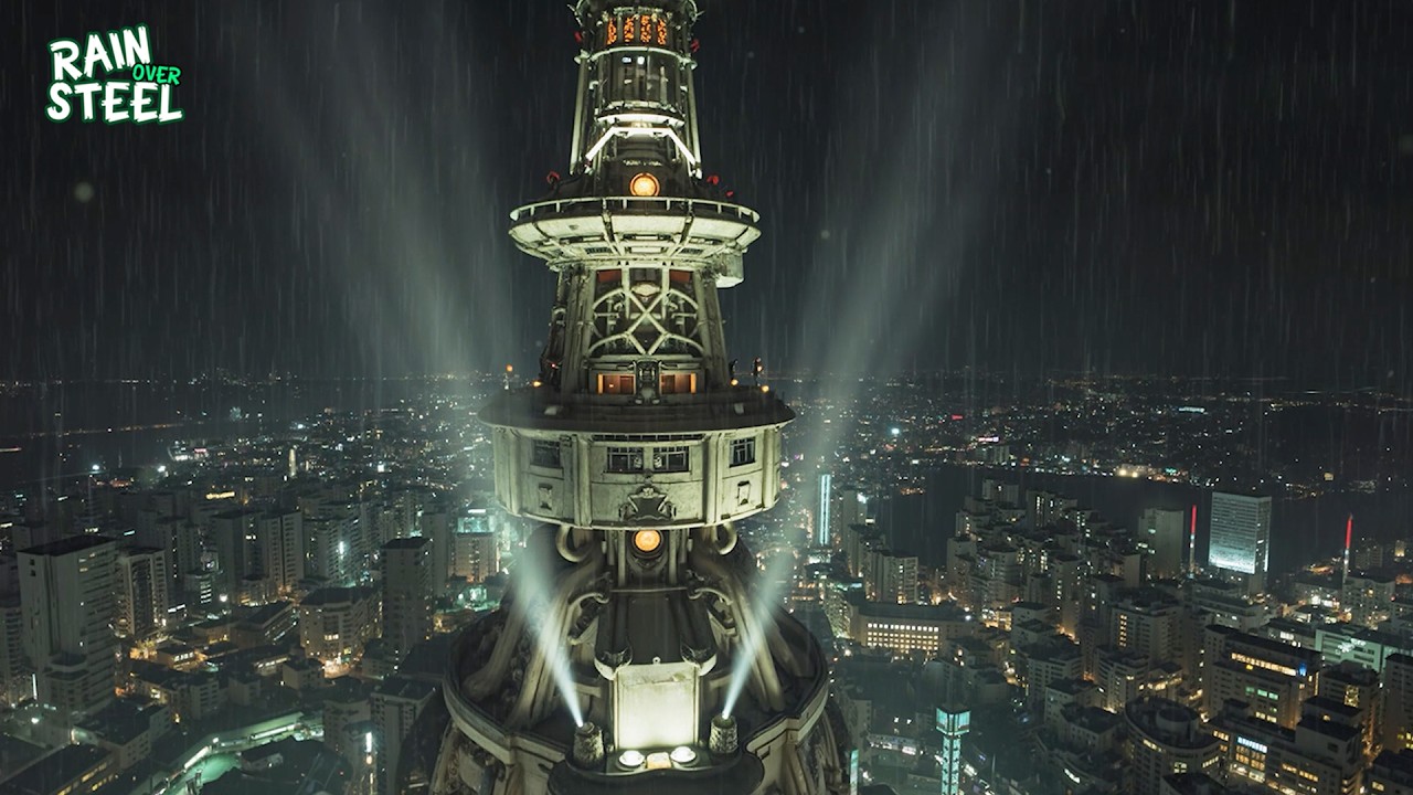 The High Tower in a Midnight Storm | Rainstorm Sounds For Relaxing, Focus, Sleep, Meditation