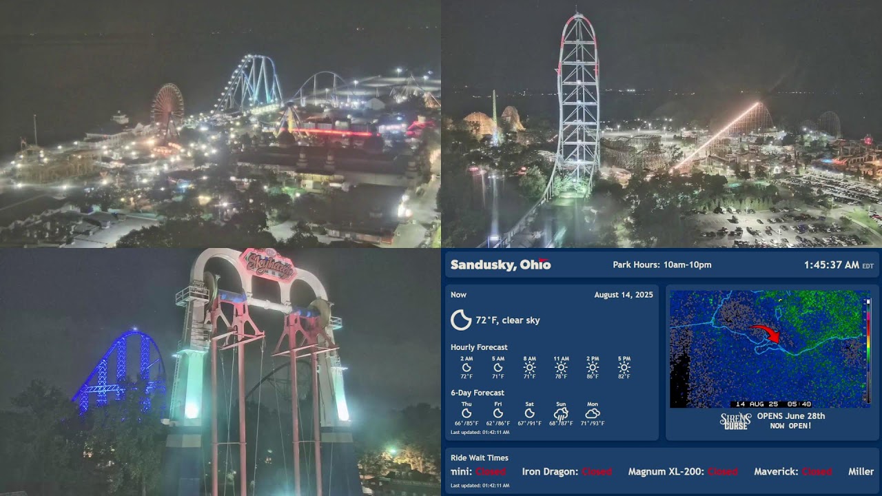 🔴LIVE - Cedar Point Webcams 24/7 🎢
