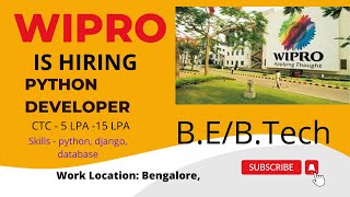 WIPRO IS HIRING PYTHON DEVELOPER | WIPRO Recruitment 2022 | Python jobs 2022 | job vacancy 2022