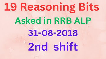 RRB ALP Reasoning Previous Year Question Paper 2018,  31-08-2018  shift  2