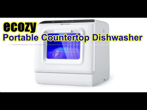 EcoZy Portable Countertop Dishwasher, Mini Dishwasher with A Built-In 5L Water Tank, No Hookup Needed, 5 Washing Programs, Extra Dry Function for A
