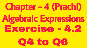 Class - 8th (Prachi) || Chapter - 4 Algebraic Expressions || Exercise - 4.2 Q4 to Q6