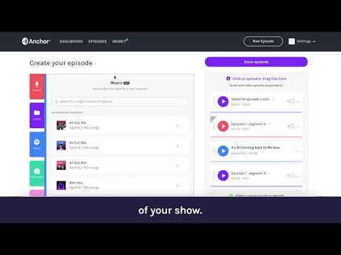 Creating a show with Spotify music on Anchor (Web)