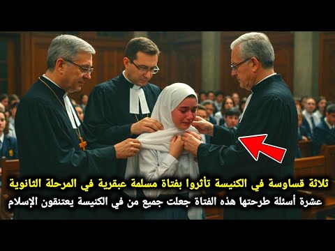 فتاة مسلمة عبقرية ت حرج ثلاثة قساوسة في الكنيسة بعشرة أسئلة فتجعلهم يعتنقون الإسلام 