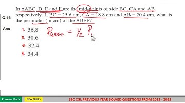 In ∆ABC, D, E and F are the mid-points of side BC, CA and AB respectively. If BC = 25.6 cm, CA = 18.