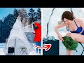 Diy outdoor sauna from plastic wrap  useful hacks and crafts for winter camping