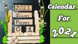 How to Make Desk Calendar 2021 | Handmade DIY Desk Calendar With Popsicle Sticks | New Year Crafts |