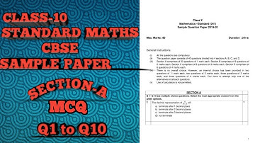 Class 10 Maths Standard Sample Paper 2020 Solutions Section-A (Q1-Q10)