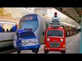 Tayo Pat And Frank Are Drive The MTR EAL SP1900 Train In MTR Island Line Pass Through Some Stations