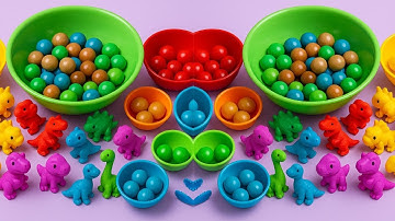 Colorful Dinosaur Toy Sorting. No Talking. Plastic Sounds Only. Gentle and Soothing ASMR