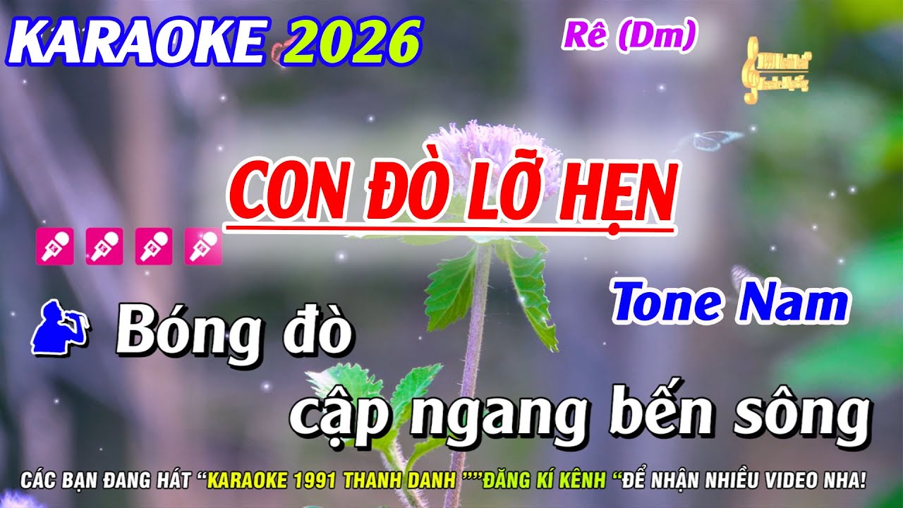 Karaoke Con Đò Lỡ Hẹn Tone Nam | Nhạc Sống Cha Cha Hay | Karaoke 1991 Thanh Danh