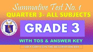 GRADE 3 Q3 SUMMATIVE TEST NO.1 - WITH TOS & ANSWER KEY