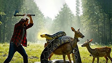 Shocking Rescue - Man Saves Deer from Giant Python