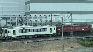 白熱の並走バトル！【キハ110-221  KY出場配給（重検）】国鉄EF81形141号機＋JR東日本キハ110系200番台ｸﾝ221号車を大宮駅手前で追い抜くシーン！（配8739レ）2024.5.27