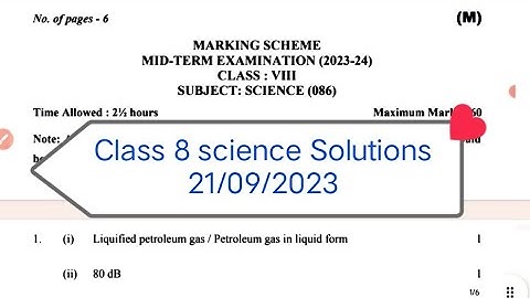 class 8 science Mid term paper solution 2023-24 / morning shift/ 21/09/2023