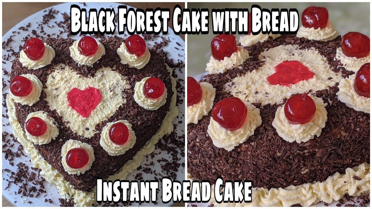 Black Forest Cake with Bread || How to make Heart shaped Cake with Bread