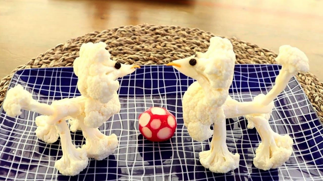 Vegetable Carving Cauliflower Dog - Food Art Animals Videos - YouTube