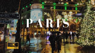 🇫🇷Walking in a Rain Paris at Night | Paris 4K | A Walk In Paris | Paris, France |  Asmr Rain
