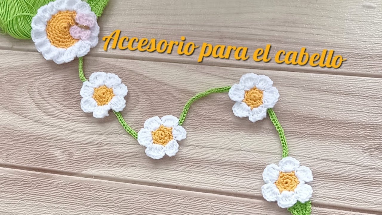 MARGARITA🌼🌼 tejida a crochet 🧶 IMPRESIONANTE!🧶accesorio con trenzs #hairclip EXITO en VENTAS
