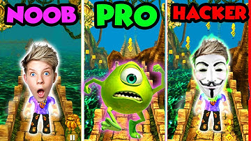 Can We Go NOOB to PRO to HACKER in TEMPLE RUN?! Prezley