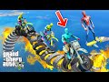 Spiderman Motorcycle Ramp Challenge Jump - Long Snake Tires Challenge in GTA 5