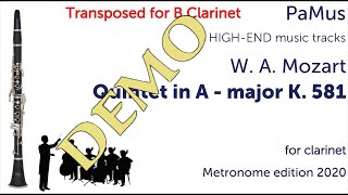 Mozart: Clarinet Quintet in A - major K.581, for Bb clarinet